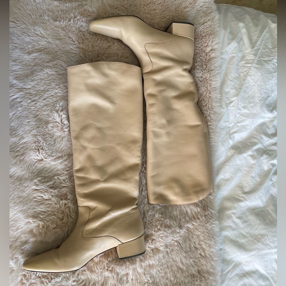 J Crew Cream knee-high Boots 10